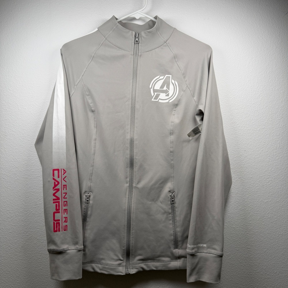 Disney Parks Marvel Avengers Campus Track Jacket Grey Medium NWT Thumb Holes